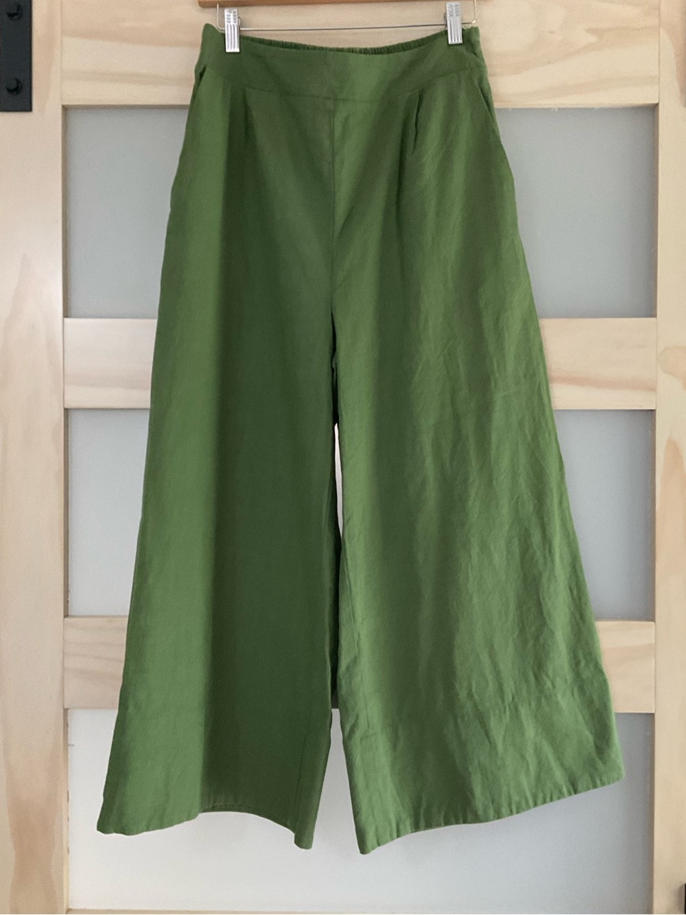 Gibsonlook Wide Leg Linen Blend Cropped Pants – Green – Size Medium - Picture 4 of 6